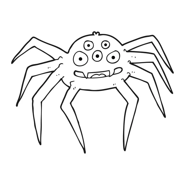 Black and white cartoon spider — Stock Vector