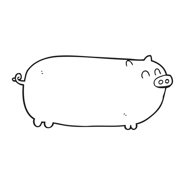 Noir et blanc dessin animé cochon — Image vectorielle