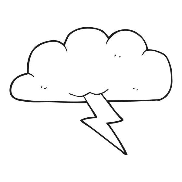 Zwart-wit cartoon onweerswolk — Stockvector