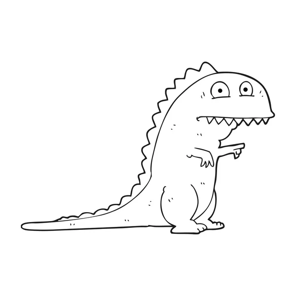 Dinosauro dei cartoni animati in bianco e nero — Vettoriale Stock