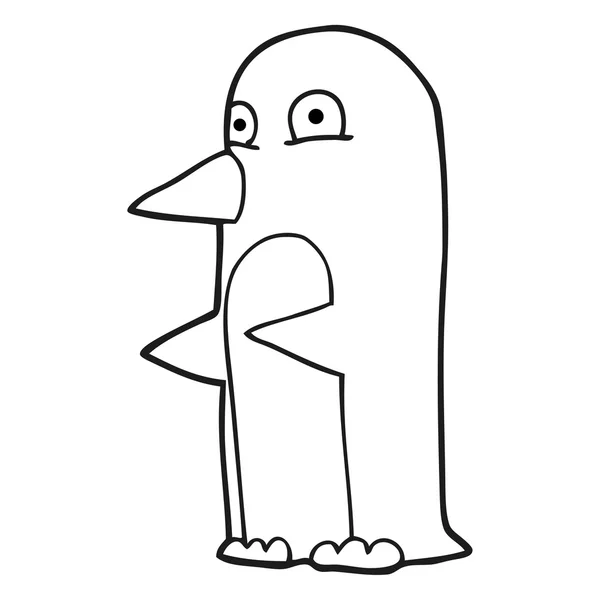Black and white cartoon penguin — Stock Vector