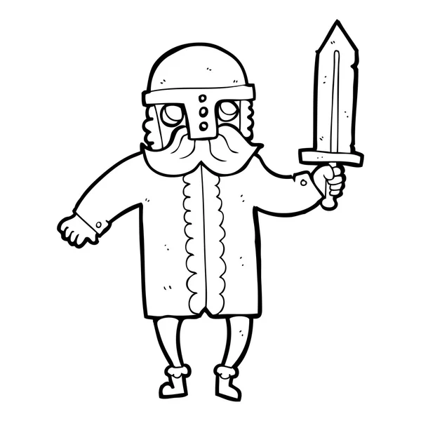 黑色和白色卡通撒克逊战士 — 图库矢量图片
