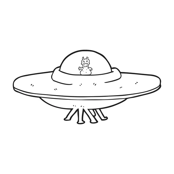 Zwart-wit cartoon ufo — Stockvector