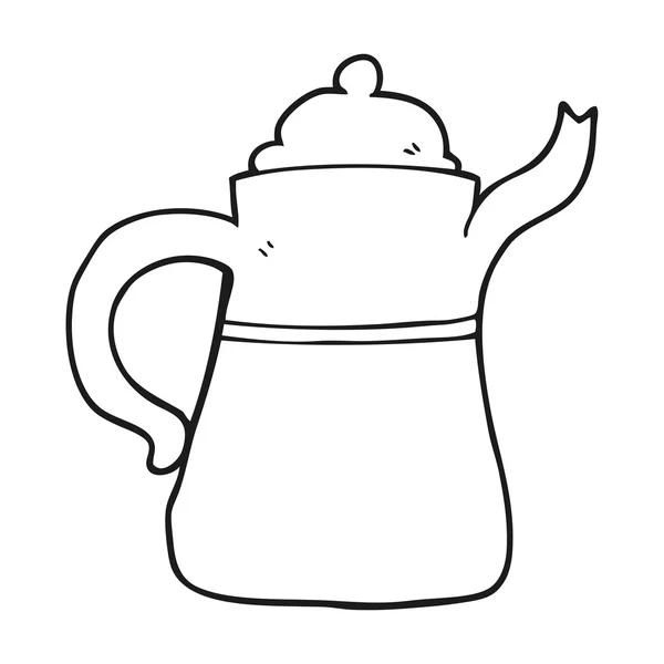 Panela de café desenhos animados preto e branco — Vetor de Stock