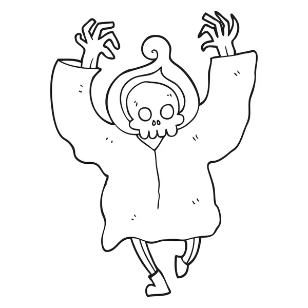 Noir et blanc dessin animé dansant mort squelette — Image vectorielle