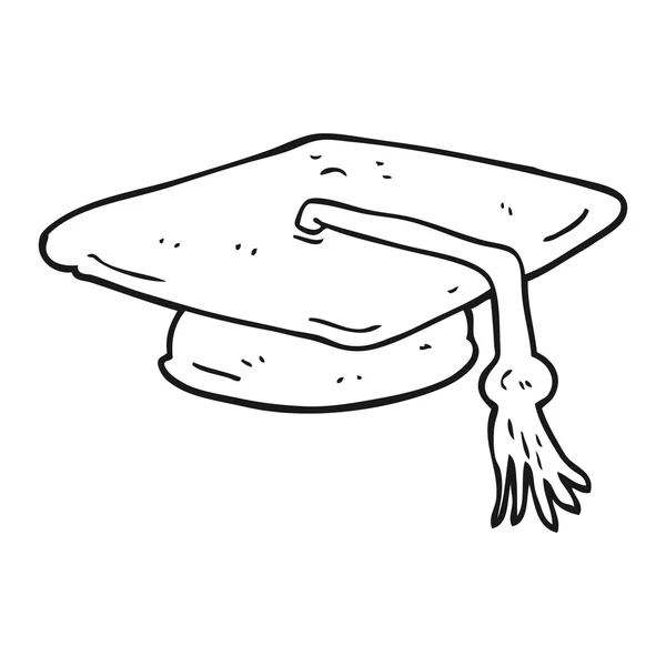 Black and white cartoon graduation cap — Stock Vector