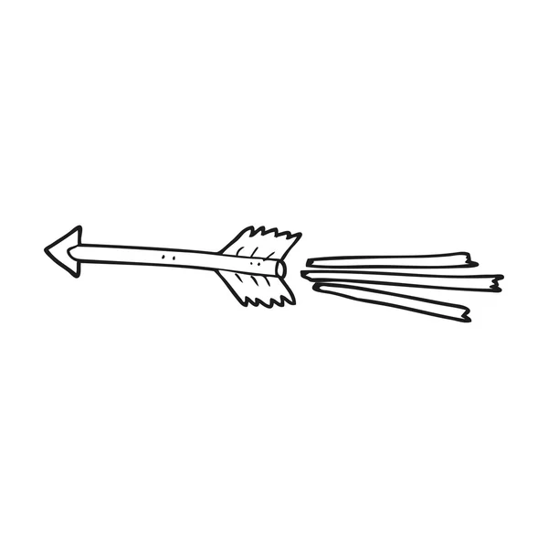 Freccia volante del fumetto in bianco e nero — Vettoriale Stock