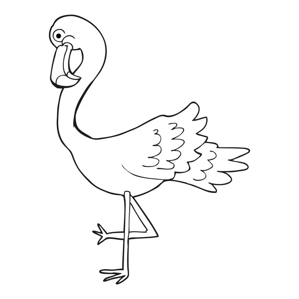 Zwart-wit cartoon flamingo — Stockvector