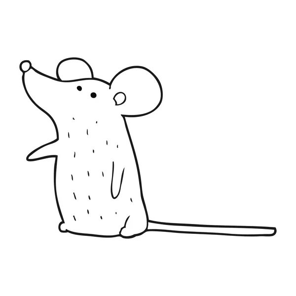 Ratón de dibujos animados en blanco y negro — Vector de stock