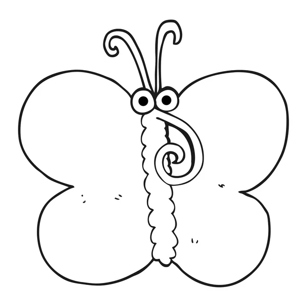 Mariposa de dibujos animados en blanco y negro — Vector de stock