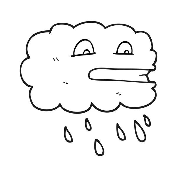 Black and white cartoon rain cloud — Stock Vector