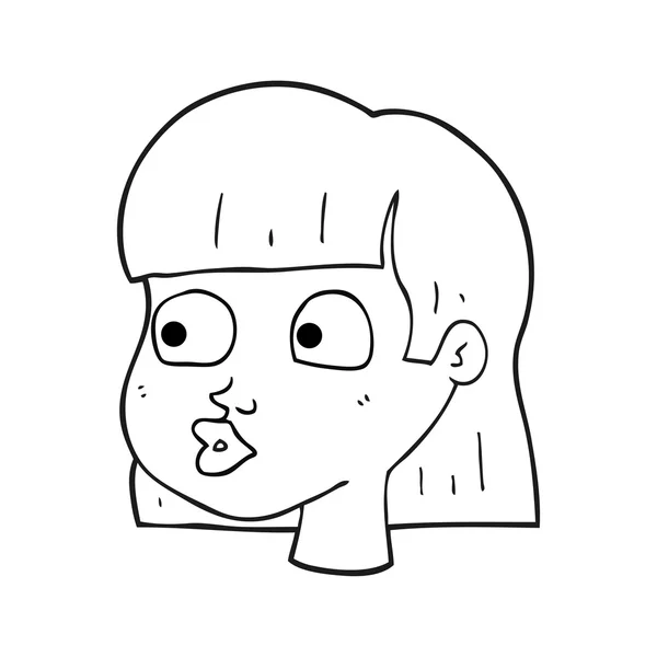 Zwart-wit cartoon vrouwelijke gezicht — Stockvector