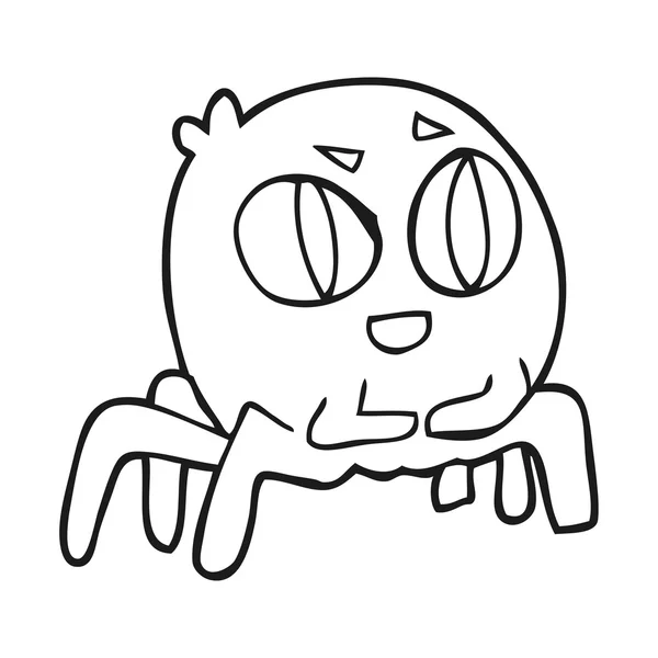 Araña de dibujos animados en blanco y negro — Vector de stock