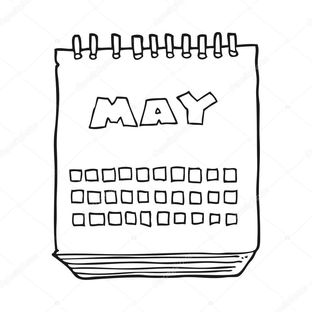 Black and white cartoon calendar showing month of may Stock Vector ...