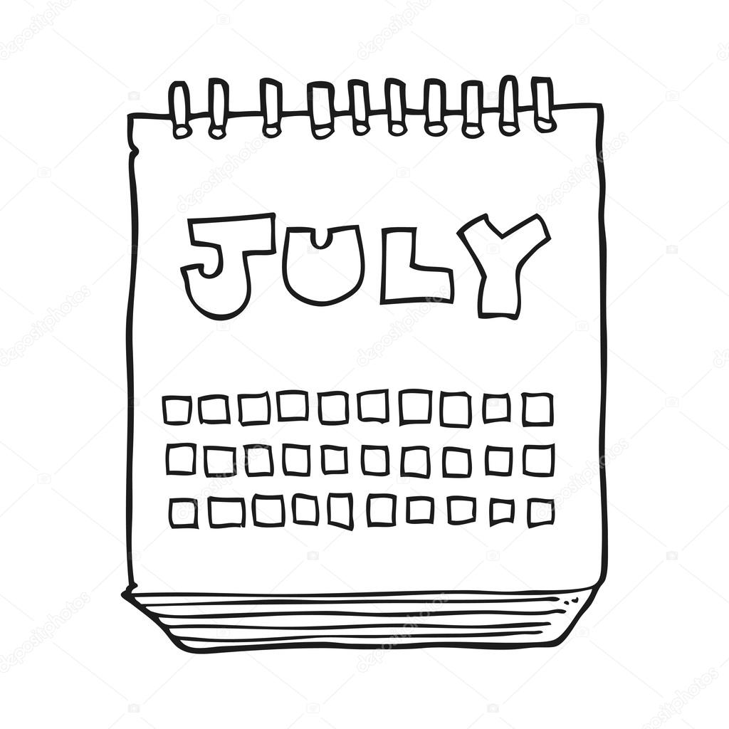 Schwarz Weisser Cartoon Kalender Zeigt Den Monat Juli Vektorgrafik Lizenzfreie Grafiken C Lineartestpilot 101473910 Depositphotos