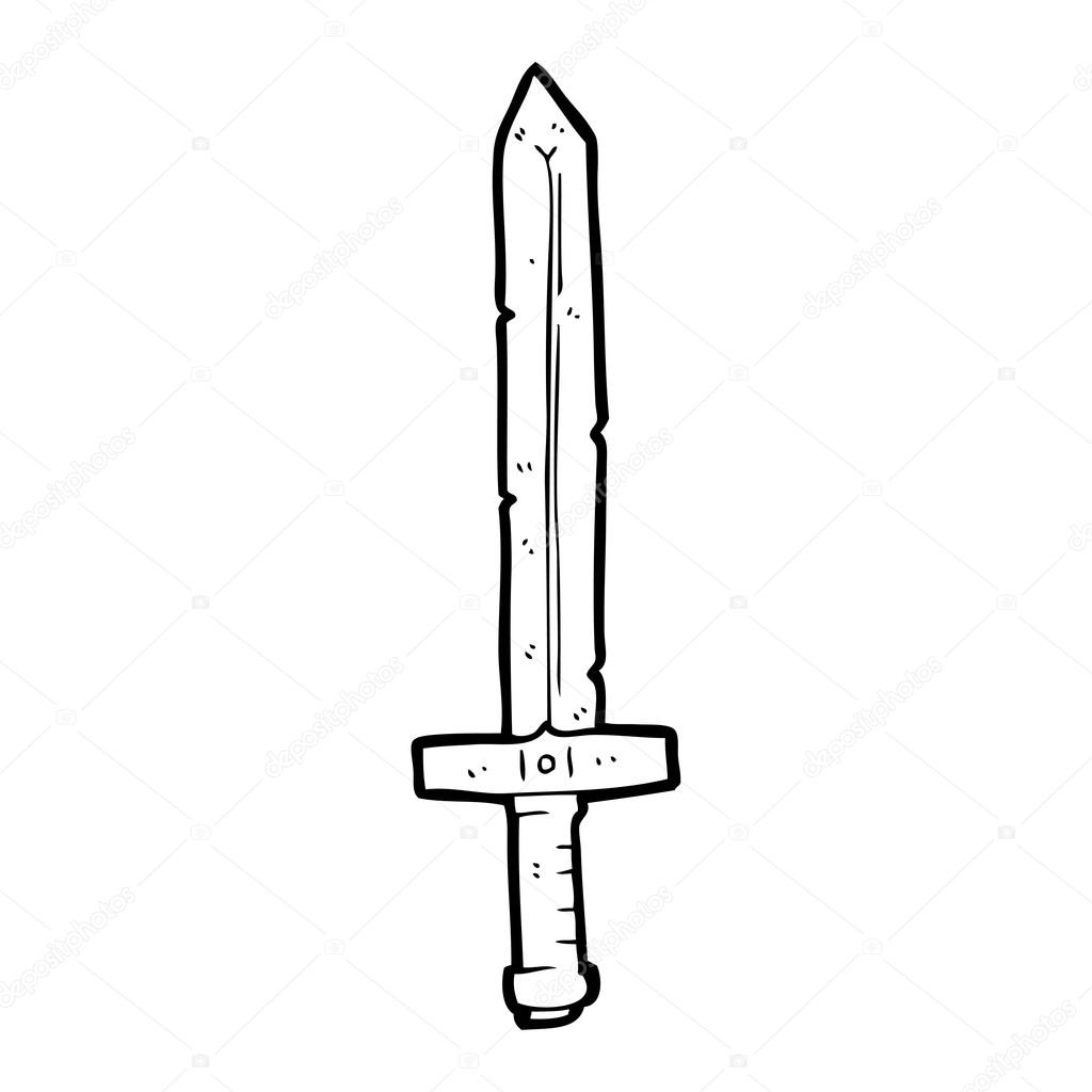 stock illustration black and white cartoon sword