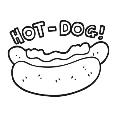 siyah beyaz çizgi film hotdog