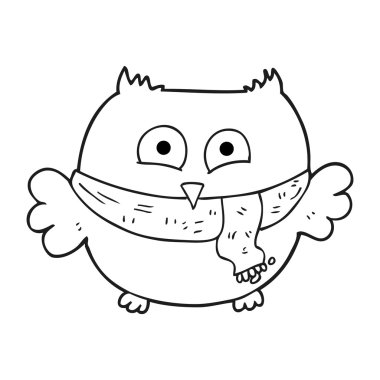 siyah beyaz çizgi film baykuş