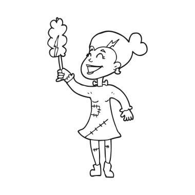 siyah beyaz çizgi film undead canavar Bayan temizlik