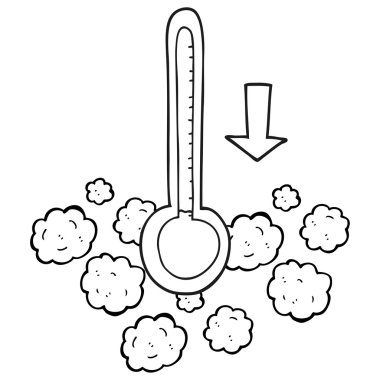 siyah beyaz çizgi film sıcaklık düşüyor