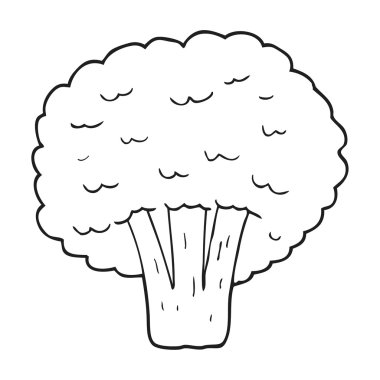 siyah beyaz çizgi film brokoli