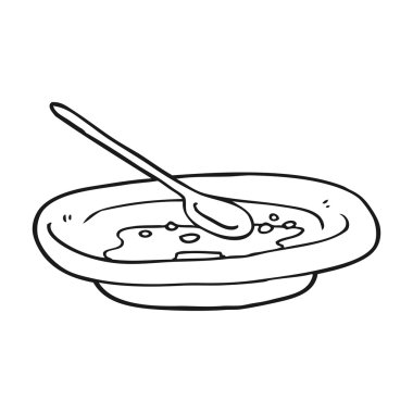 siyah beyaz çizgi film boş tahıl bowl