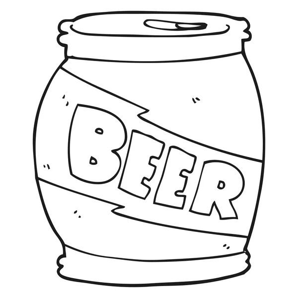 Lata de cerveza de dibujos animados en blanco y negro — Vector de stock