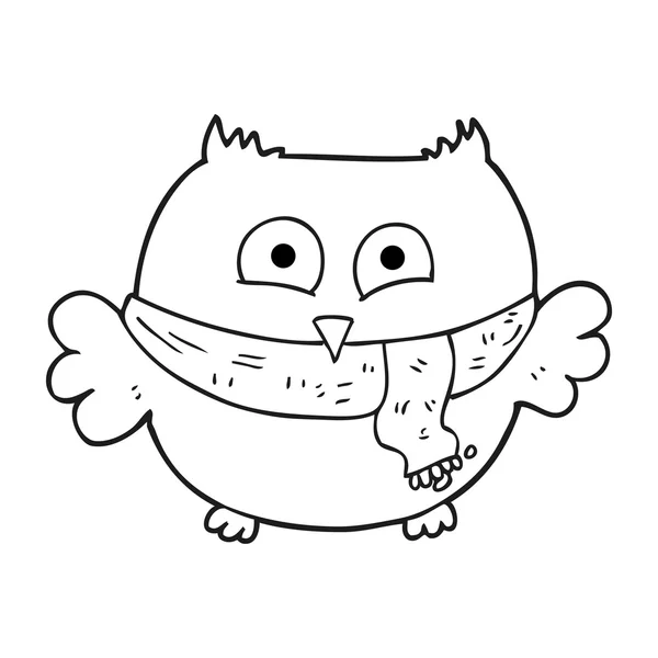 Black and white cartoon owl — Stock Vector
