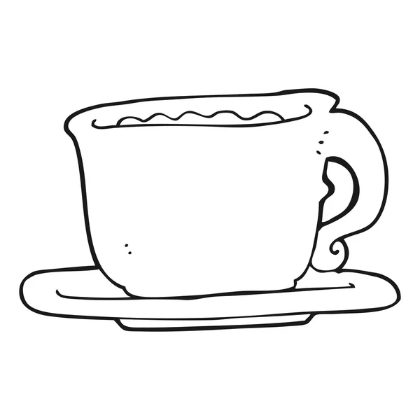 Noir et blanc tasse de café dessin animé — Image vectorielle