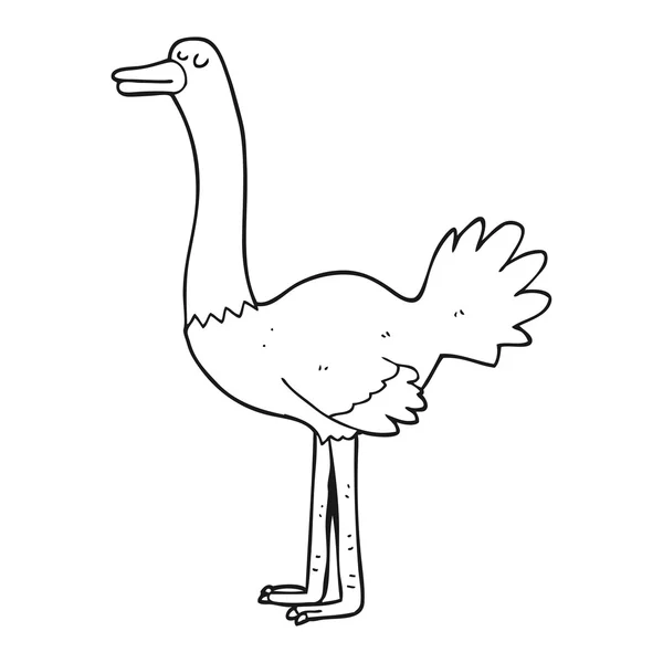 Black and white cartoon ostrich — Stock Vector