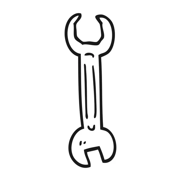 Preto e branco cartoon spanner —  Vetores de Stock