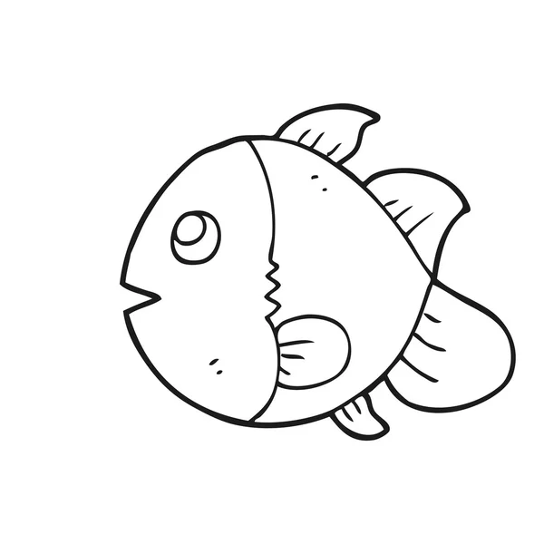 Zwart-wit cartoon vis — Stockvector