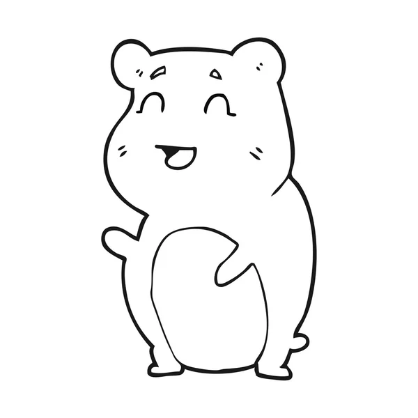 Preto e branco cartoon bonito hamster — Vetor de Stock