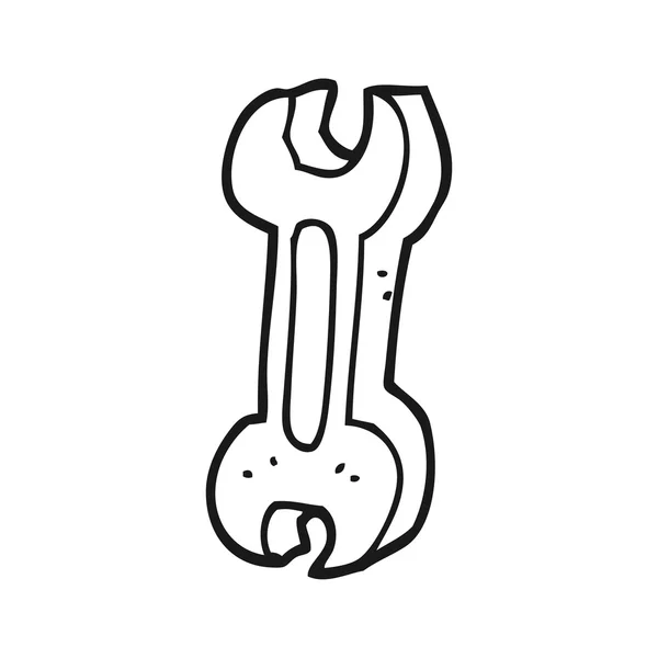 Черно-белый мультяшный гаечный ключ — стоковый вектор