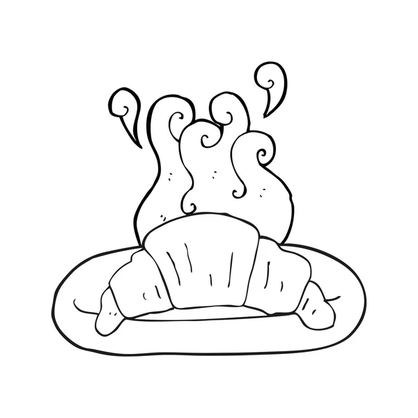 Zwart-wit cartoon croissant — Stockvector