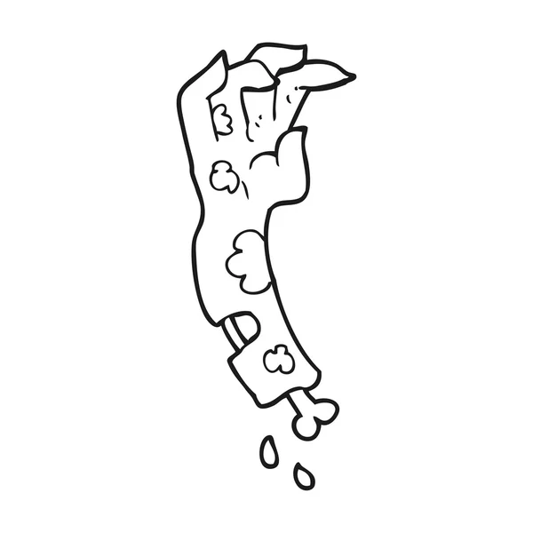 Preto e branco desenho animado braço zumbi — Vetor de Stock