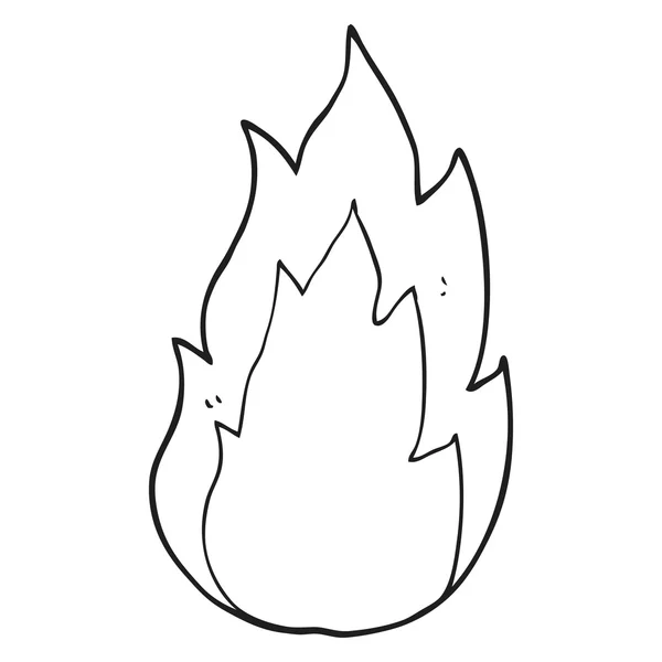 Fuego de dibujos animados en blanco y negro — Vector de stock