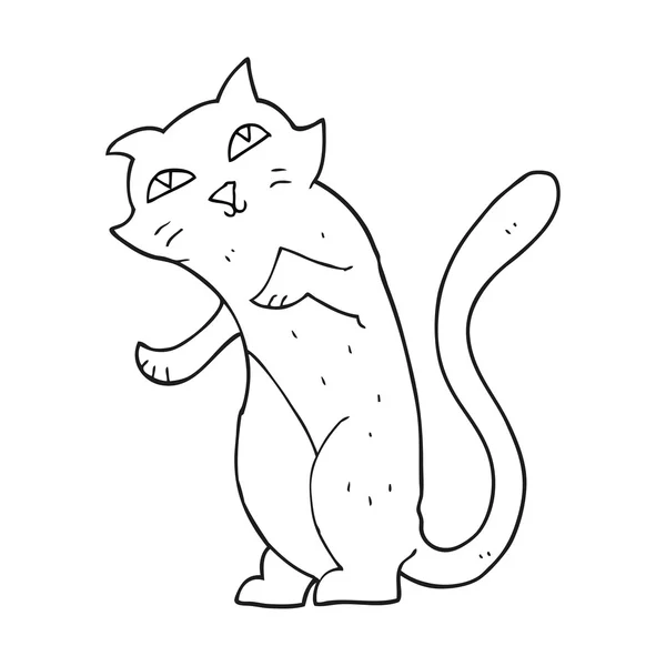 Černá a bílá kreslená kočka — Stockový vektor