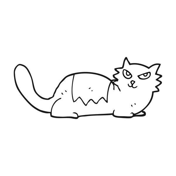 Chat dessin animé noir et blanc — Image vectorielle