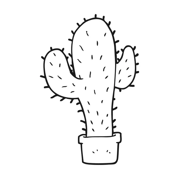 Cactus de dibujos animados en blanco y negro — Archivo Imágenes Vectoriales