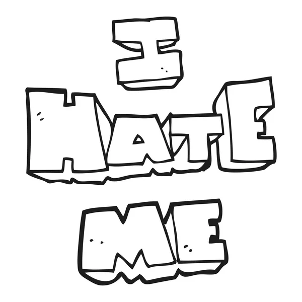 Je me déteste noir et blanc dessin animé symbole — Image vectorielle