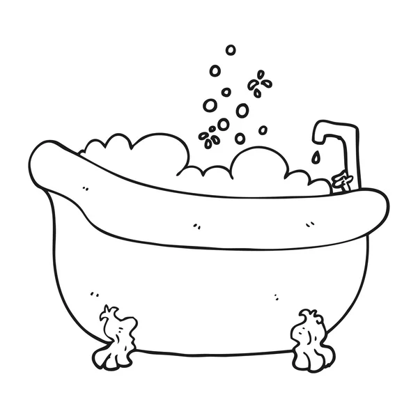 Black and white cartoon bath full of water — Stock Vector