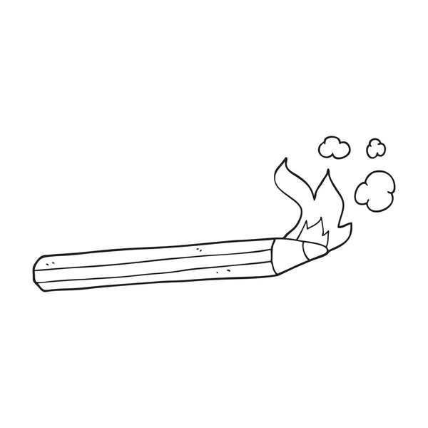 Black and white cartoon flaming pencil — Stock Vector