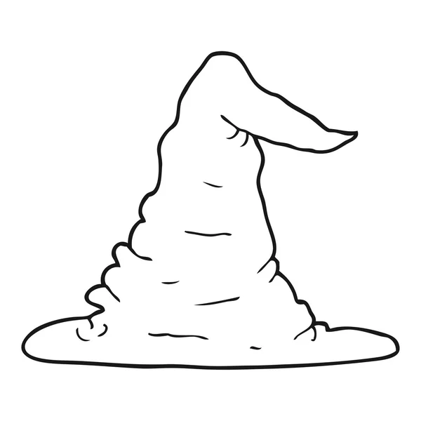 Chapeau de sorcière dessin animé noir et blanc — Image vectorielle