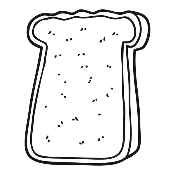 Kartun hitam dan putih sepotong roti panggang - Stok Vektor
