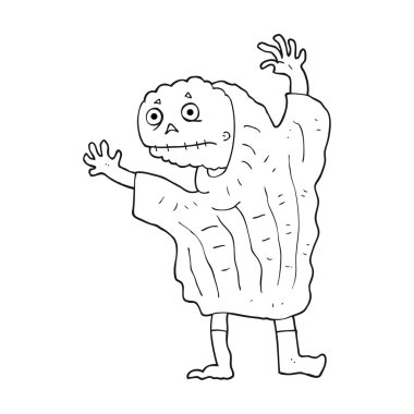 siyah beyaz çizgi film halloween cadı