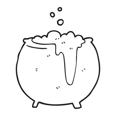 siyah beyaz çizgi film kazan