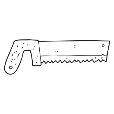 siyah beyaz çizgi film ahşap testere