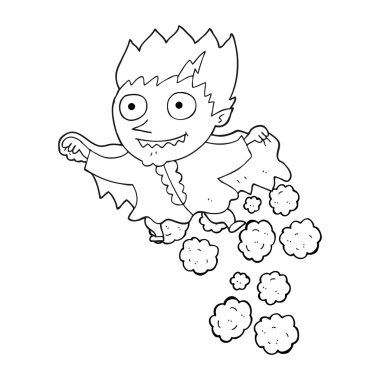 siyah beyaz çizgi film vampir