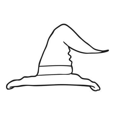 siyah beyaz çizgi film cadı şapka